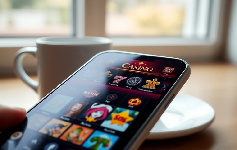 Person som noterer mens han ser på casinoanmeldelser på laptop