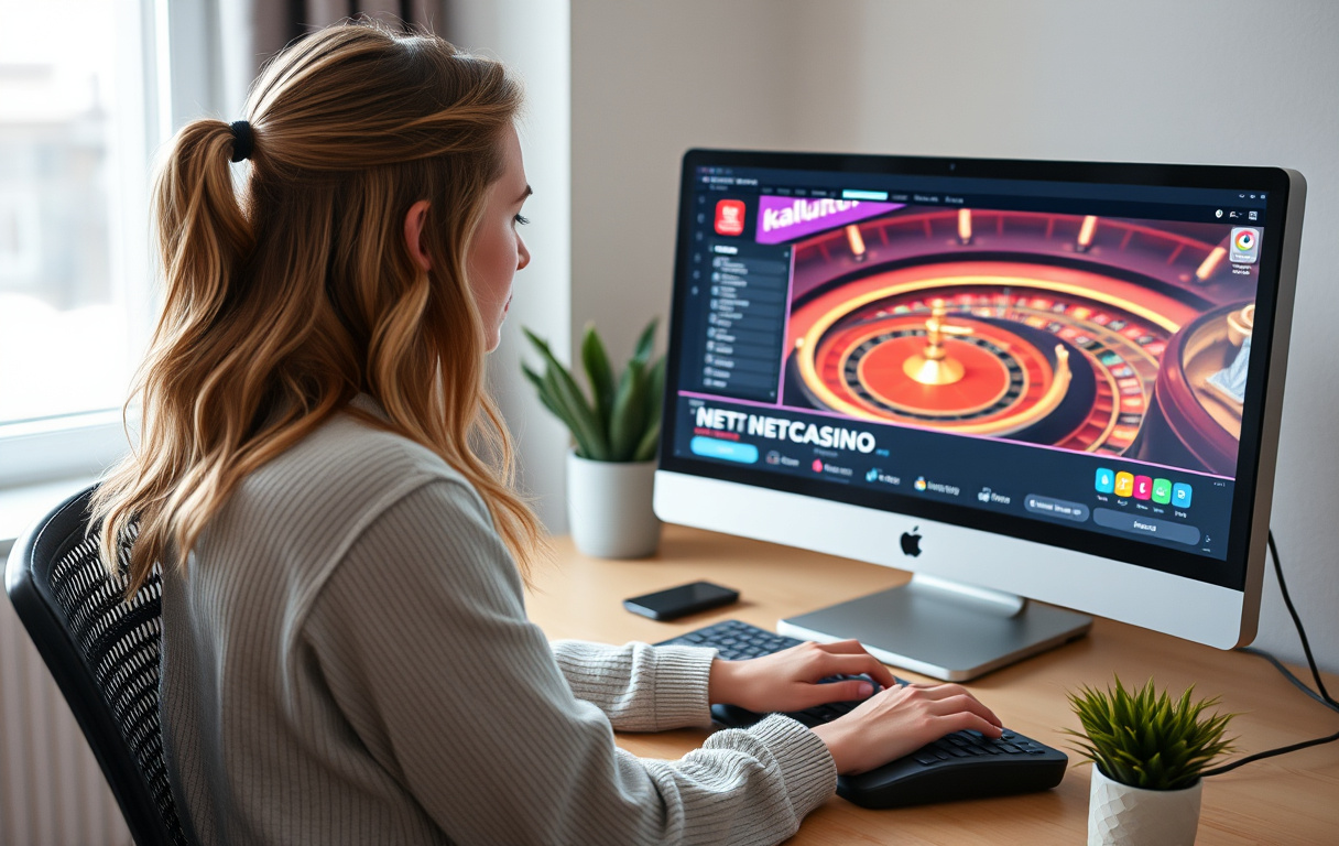 En person som beregner skatt på casino-gevinst ved datamaskin
