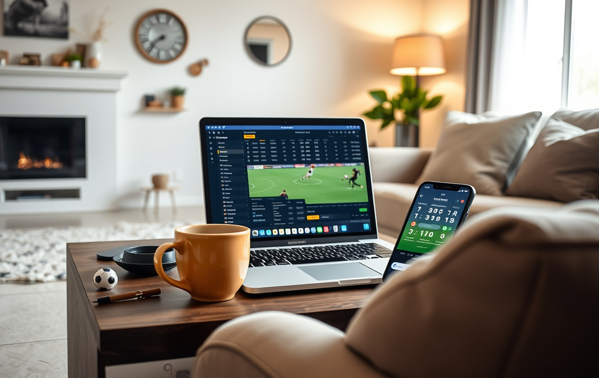 Norsk spiller sjekker odds på bettingside foran laptop