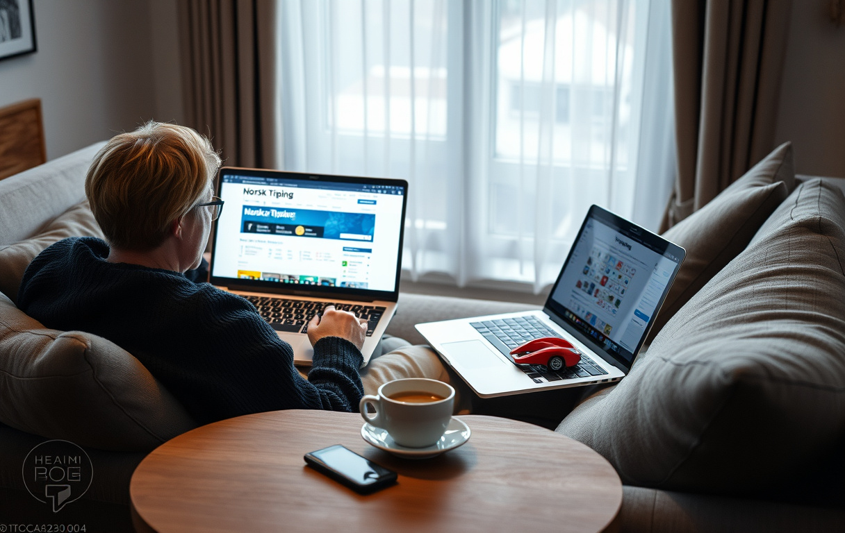 Person som spiller lotto på nett via Norsk Tipping.
